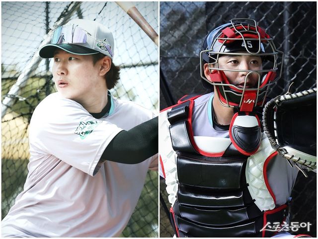 올해 KT 스프링캠프에는 ‘메기 효과’가 일어나고 있다. 최원준, 한승택(왼쪽부터)을 비롯해 새로 합류한 선수들이 경쟁심을 부추기고 있다. 사진제공｜KT 위즈