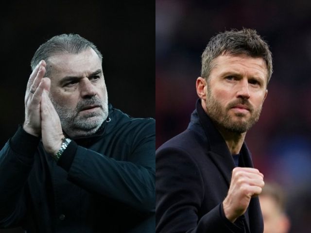 엔제 포스테코글루 전 토트넘 감독(왼쪽)이 맨유 사령탑이 되기 위해선 여러 자질을 갖춰야 한다고 말했다. 오른쪽은 현재 맨유 사령탑인 마이클 캐릭 감독. 런던·맨체스터｜AP뉴시스