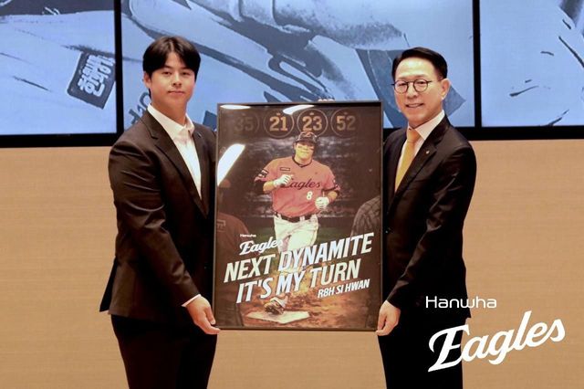 한화 노시환(왼쪽)의 미국 도전 최대 변수는 MLB 직장폐쇄다. 최근 MLB 사무국과 선수 노조의 갈등이 좁혀지지 않고 있다. 사진제공｜한화 이글스