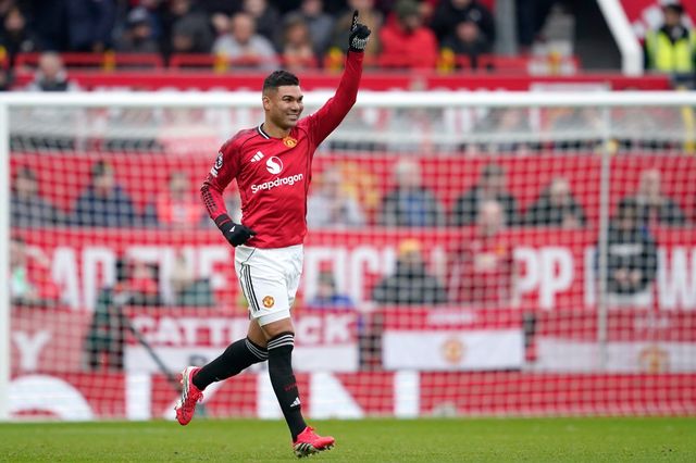 맨유 카세미루가 1일(한국시간) 풀럼과 홈경기 선제골을 넣은 뒤 기뻐하고 있다. 맨체스터｜AP뉴시스