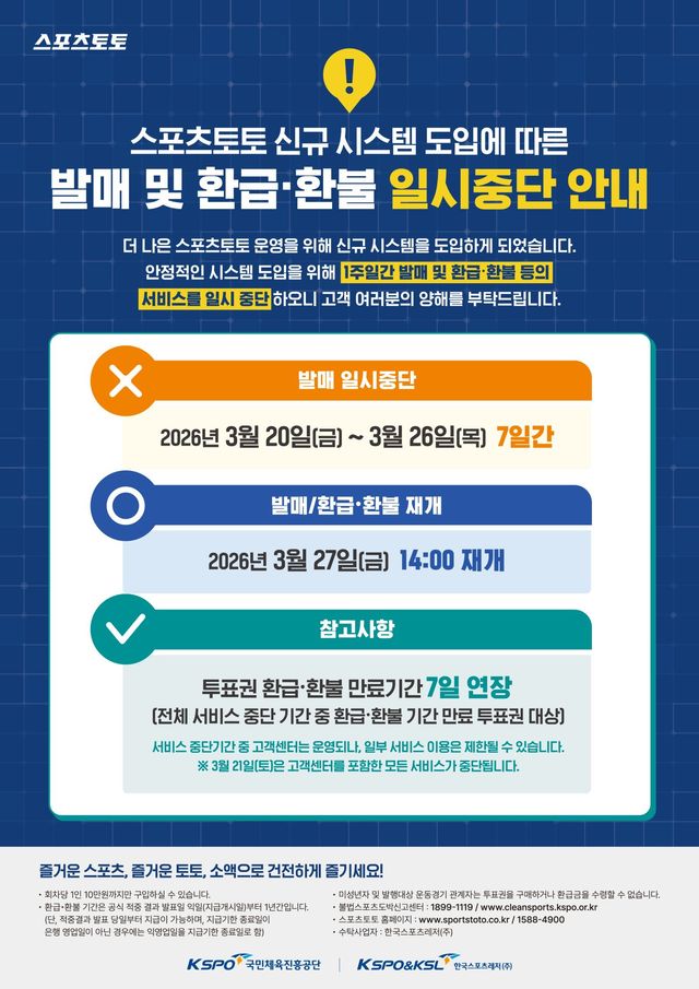 스포츠토토 발매중단 관련 포스터.