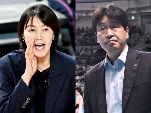 흥국생명과 한국도로공사는 13일 오후 7시 인천삼산월드체육관서 열리는 ‘진에어 2025~2026 V리그’ 여자부 정규리그 6라운드에서 맞붙는다. 요시하라 도모코 흥국생명 감독(왼쪽)과 김종민 도로공사 감독. 사진제공｜KOVO