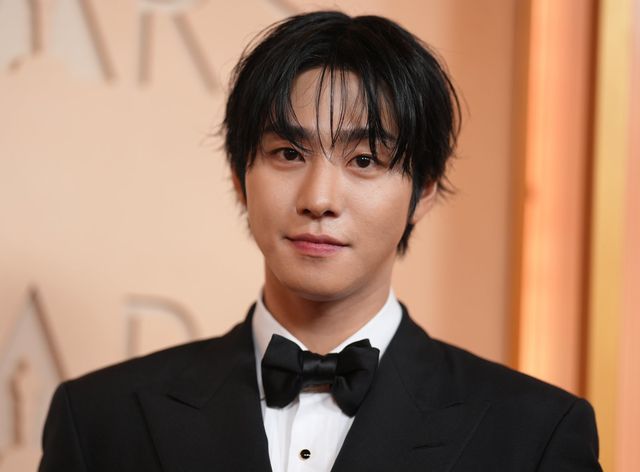 Ahn Hyo-seop arrives at the Oscars on Sunday, March 15, 2026, at the Dolby Theatre in Los Angeles. (Photo by Richard Shotwell/Invision/AP)