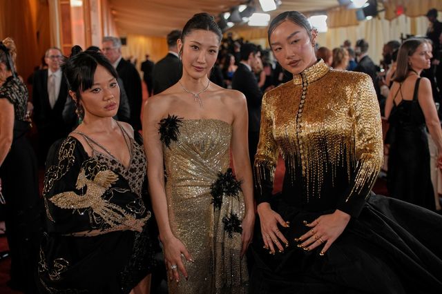 Rei Ami,from left, Ejae, Audrey Nuna arrive at the Oscars on Sunday, March 15, 2026, at the Dolby Theatre in Los Angeles. (AP Photo/John Locher)