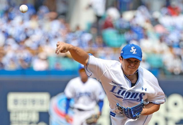 삼성 최원태가 29일 대구 롯데전서 역투하고 있다. 대구｜뉴시스