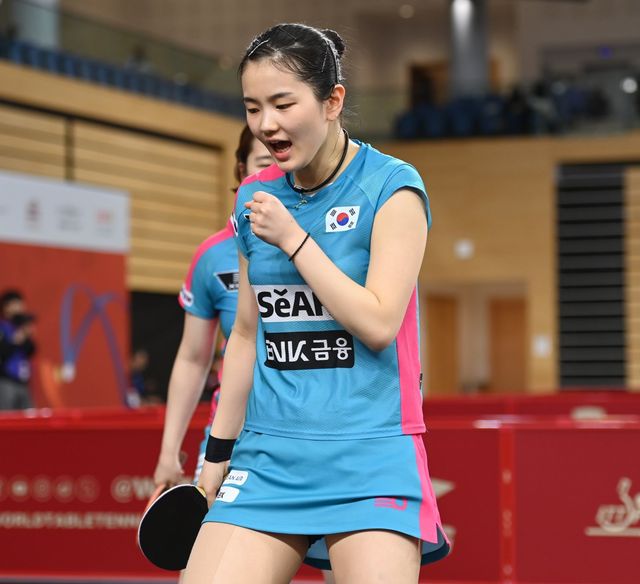 유한나(사진)-김나영 조가 3일(한국시간) 탁구 여자복식 세계랭킹 1위에 등극했다. 한국선수로는 전지희-신유빈 조에 이어 414일만이다. 사진제공│대한탁구협회