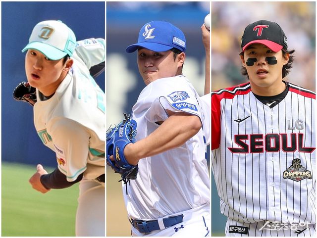 NC 구창모, 삼성 최원태, LG 임찬규(왼쪽부터)가 개막 시리즈서 국내 선발의 자존심을 지켰다. 사진제공｜NC 다이노스·삼성 라이온즈·LG 트윈스