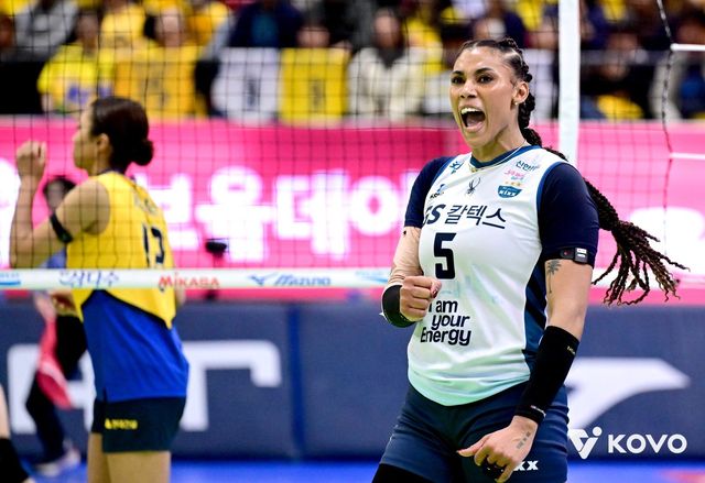 현대캐피탈 레오는 자신처럼&nbsp;챔프전에 오른 고향 친구 GS칼텍스 실바(사진)를 향한 응원을 보내 눈길을 끌었다. 사진제공│KOVO