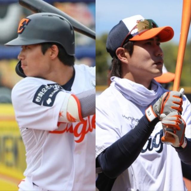 한화 오재원(왼쪽)과 심우준은 2026시즌 팀의 리드오프 자리를 두고 경쟁을 펼친다. 사진제공｜한화 이글스