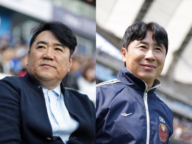 울산과 서울은 15일 오후 7시30분 울산문수경기장서 열릴 ‘하나은행 K리그1 2026’ 2라운드 순연경기서 맞붙는다. 울산과 울산 김현석 감독(왼쪽)과 서울 김기동 감독. 사진제공｜한국프로축구연맹