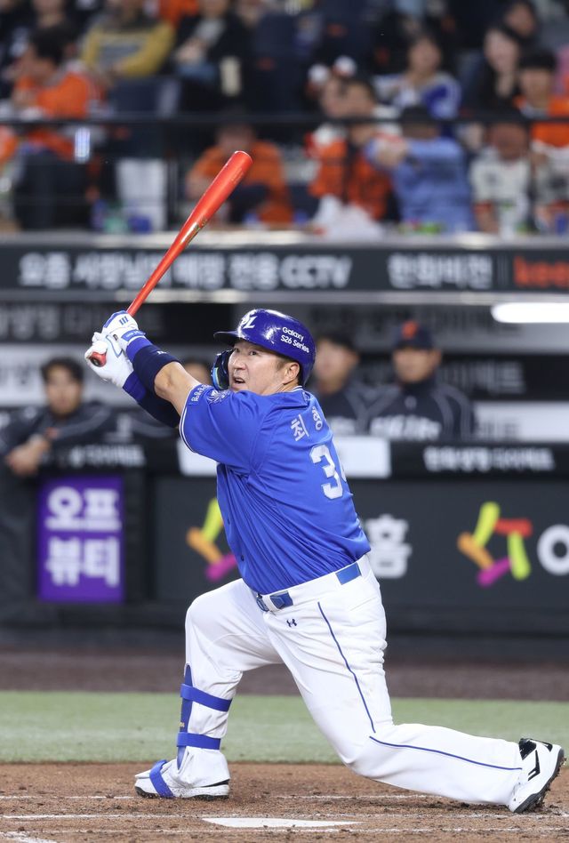 KBO리그 기록 제조기인 베테랑 타자들의 배트는 여전히 활발하게 돌아간다. 삼성 최형우는 14일 대전 한화전서 개인 통산 2600안타 기록을 달성했다. 두산 손아섭과 함께 유이하게 역대 2600안타 고지를 밟은 타자다. KT 김현수는 17시즌 연속 100안타 기록에 도전하고 있다. 사진제공｜삼성 라이온즈