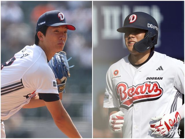 두산 최민석(왼쪽)과 박준순이 19일 잠실구장서 열린 KIA전서 맹활약했다. 두산은 이들 2명의 활약에 힘입어 시즌 첫 위닝시리즈를 작성했다. 사진제공｜두산 베어스