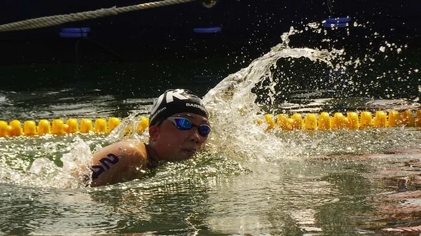 이해림은 20일 경북 김천실내수영장에서 열린 제98회 동아수영대회 마지막 날 여자 일반부 자유형 800m 결선에서 9분03초72이 기록으로 금메달을 목에 걸었다. 사진은 2023년 일본 후쿠오카에서 열린 세계수영선수권 오픈워터스위밍에 출전한 모습. 사진제공│대한수영연맹