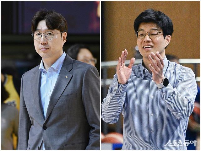 김완수 KB스타즈 감독(왼쪽)과 하상윤 삼성생명 감독이 챔프전 우승을 다툰다. 사진제공｜WKBL