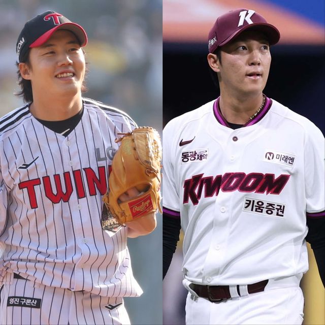 LG 임찬규(왼쪽)와 키움 안우진이 새 구종인 스위퍼와 스플리터를 익혀 효과적인 투구를 하고 있다. 사진제공｜LG 트윈스·키움 히어로즈