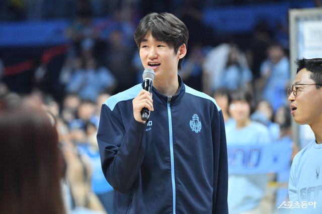 소노 이근준이 27일 고양소노아레나서 열린 LG와 4강 PO 3차전서 승리한 뒤 소감을 전하고 있다. 사진제공ㅣKBL