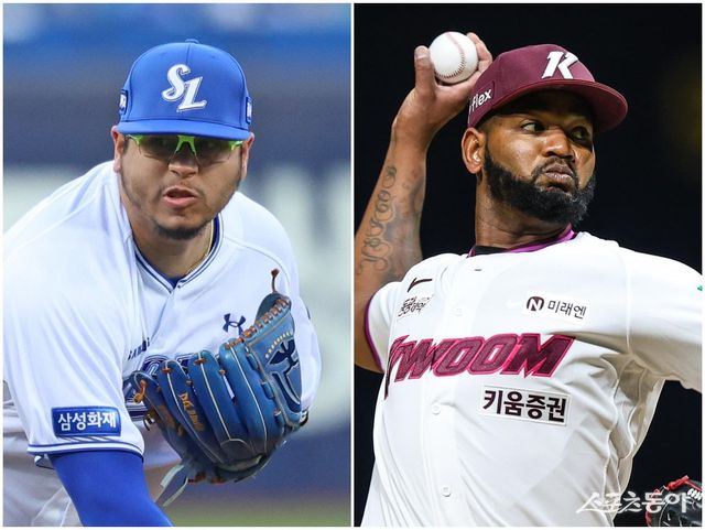 삼성 아리엘 후라도(왼쪽)와 키움 라울 알칸타라가 2020년 KT서 활약한 오드리사머 데스파이네 이후 6년 만에 200이닝 투구를 달성할지 주묵된다. 사진제공｜삼성 라이온즈·키움 히어로즈