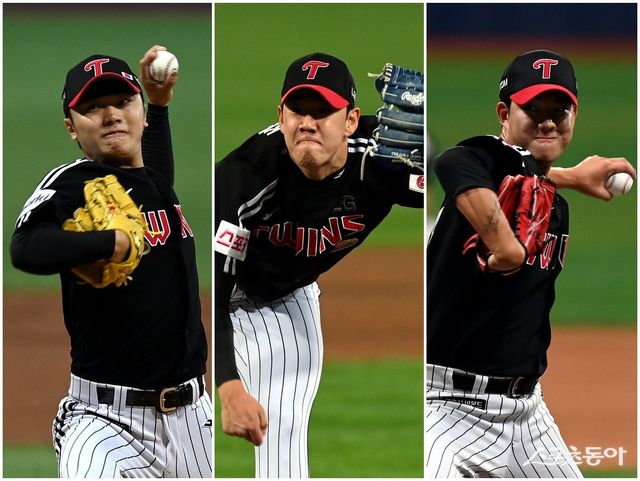 염경엽 LG 감독은 김윤식, 이종준, 이상영(왼쪽부터)의 1군 엔트리 합류를 기대하고 있다. 스포츠동아DB