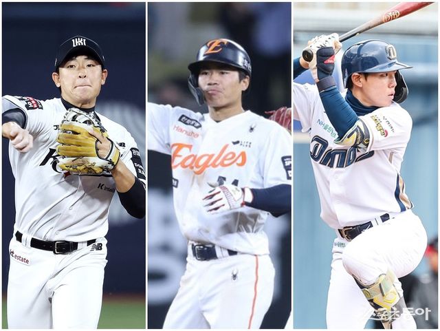 유신고 출신의 KT 이강민, 한화 오재원, NC 신재인(왼쪽부터)이 데뷔 시즌부터 두각을 나타내고 있다. 사진제공｜KT 위즈·한화 이글스·NC 다이노스
