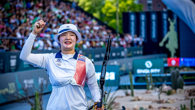 강채영은 10일(한국시간) 중국 상하이의 리버사이드 파이낸셜 플라자서 열린 양궁 월드컵 2차 대회 리커브 여자 개인전서 우승했다. 사진출처│세계양궁연맹 홈페이지