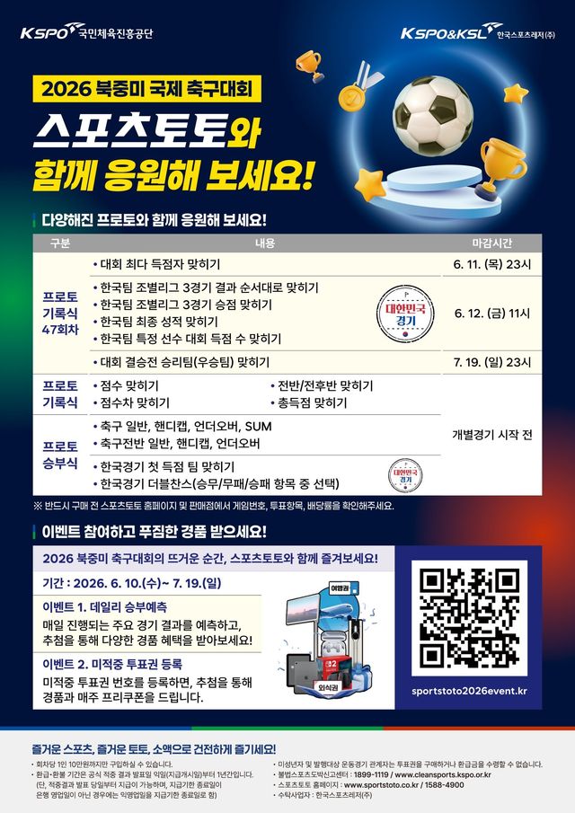 2026 북중미 월드컵을 주제로한 프로토 기록식 47회차 게임이 발매됐다.
