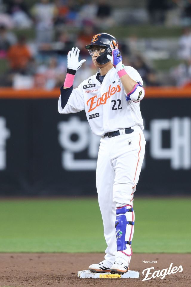 한화 채은성이 22일 문경구장에서 열린 2026 퓨처스리그(2군) 상무전에 2번 지명타자로 선발출전해 4타수 2안타 2타점을 기록했다. 쇄골 부상 후 소화한 첫 실전에서 멀티 히트를 작성하며 곧바로 좋은 컨디션을 보였다. 사진제공｜한화 이글스