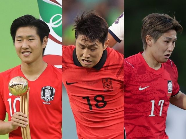 이강인은 꾸준히 성장해 대표팀의 중심으로 자리 잡았다. 2019년 U-20 월드컵서 골든볼을 수상했고, 2022카타르월드컵에선 조커 역할을 수행했으며, 홍명보 감독 체제 현 대표팀에선 주전 미드필더로 활약 중이다(왼쪽부터). 사진제공｜대한축구협회