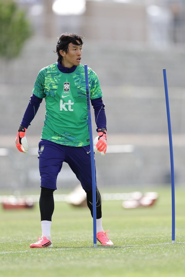 축구국가대표팀 골키퍼 김승규가 지난달 27일(한국시간) 미국 유타주 솔트레이크시티에 위치한 자이언스뱅크 트레이닝센터에서 훈련하고 있다. 사진제공｜대한축구협회