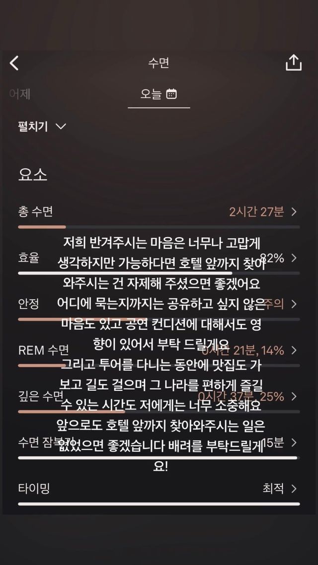 뷔는 얼마 전 “호텔 앞까지 찾아오는 행위를 자제해 달라”라는 내용의 호소글을 팬 소통 플랫폼에 올려 눈길을 끌었다. 사진제공 | 위버스