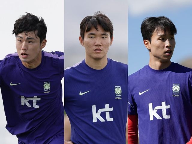 대한축구협회는 1일 와일드카드 이기혁, 양현준, 엄지성(왼쪽부터)이 포함된 아시안게임 최종 명단(23명)을 대한체육회에 제출한 것으로 알려졌다. 사진제공｜대한축구협회
