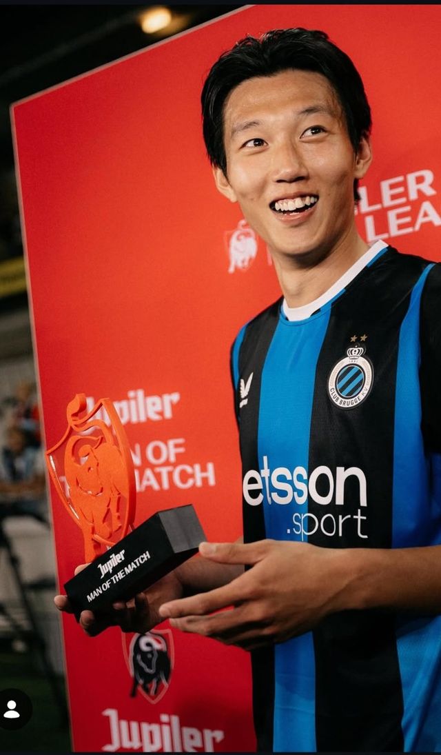 클뤼브 브뤼헤의 한국인 중앙수비수 이한범이 8일(한국시간) 코르트레이크와 2026~2027시즌 벨기에 주필러리그 개막전 홈경기서 만점활약을 펼쳐 경기 MOM에 선정됐다. 사진출처｜클뤼브 브뤼헤 SNS