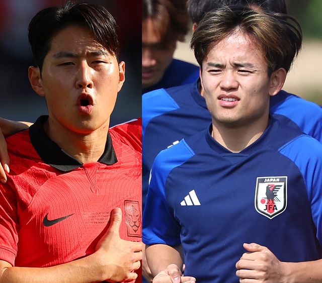 이강인(왼쪽)과 구보 다케후사. 연합뉴스