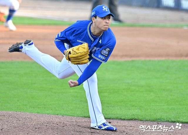 삼성 라이온즈 좌완 영건 이승현이 23일 광주 기아챔피언스필드에서 열린 2024 신한 SOL Bank KBO 포스트시즌 KIA 타이거즈와의 한국시리즈 1차전(10월 21일 경기 서스펜디드 재개)에서 6회말 등판, 1이닝 3탈삼진 1사구 무실점을 기록했다. 사진 김한준 기자