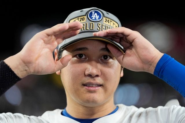 생애 첫 월드시리즈에 나설 내셔널리그 홈런왕(54홈런) 오타니. 연합뉴스 AP