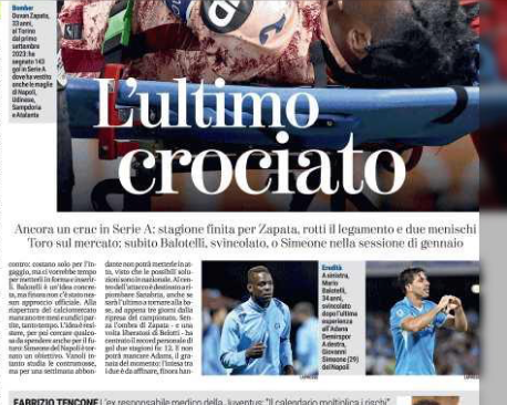 이탈리아 매체 '라 스탐파'가 지난 7일(한국시간) 발로텔리가 세리에A 토리노로부터 관심을 받고 있다고 전했다. 현재 소속팀이 없는 발로텔리는 약 3년 만에 유럽 빅리그 복귀를 눈앞에 두고 있다. 라스탐파