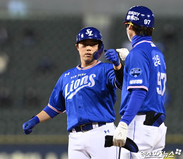 삼성 포수 김민수(왼쪽)는 외사촌 동생 키움 투수 정현우를 향한 애정을 드러냈다. 엑스포츠뉴스 DB