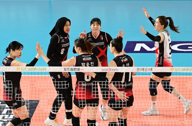 여자프로배구 정관장 선수들의 모습. KOVO 제공