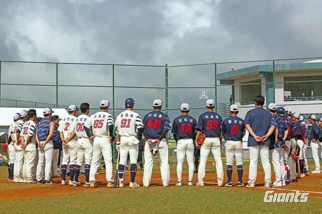 지난 1월 31일부터 괌 데데도 스포츠 컴플레스 야구장에서 2024 시즌 대비 1차 스프링캠프를 진행 중인 롯데 자이언츠. 사진 롯데 자이언츠 제공