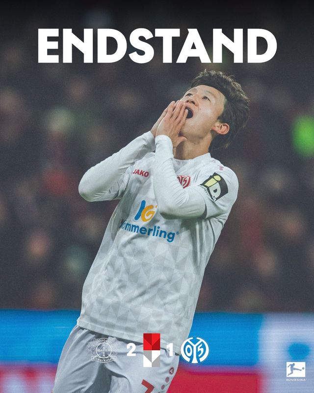 마인츠가 24일 독일 레버쿠젠에 있는 바이 아레나에서 열린 바이엘 레버쿠젠과의 2023-2024시즌 분데스리가 23라운드 원정 경기에서 1-2로 패했다.&nbsp;마인츠