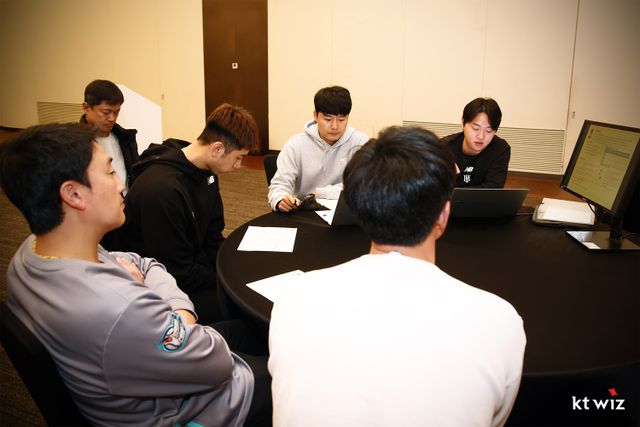 KT 위즈의 데이터 미팅 모습. KT 위즈 제공