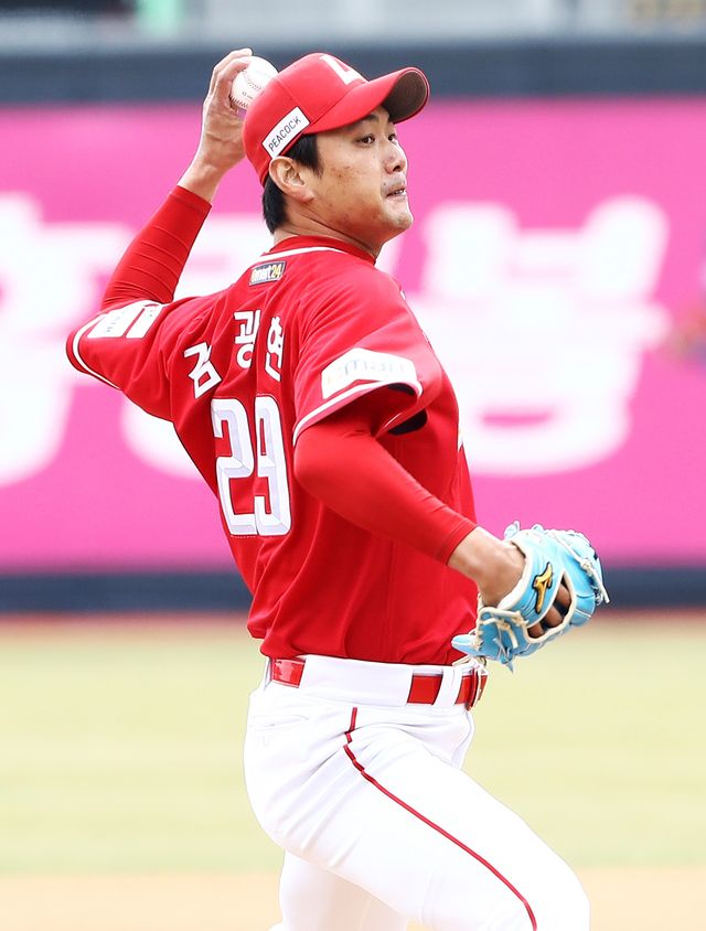 SSG 랜더스 투수 김광현. 11일 수원 KT위즈파크에서 열린 2024 신한 SOL BANK KBO리그 시범경기 KT 위즈와의 원정 경기에서 3이닝 2피안타 2탈삼진 무실점으로 호투했다. 사진 SSG 랜더스 제공