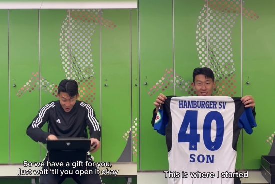 아디다스가 14일(한국시간) 공식 인스타그램을 통해 손흥민에게 특별한 선물을 증정했다. 손흥민 역시 너무나 좋아하며 감사해했다.&nbsp; 손흥민은 아디다스로부터 자신이 처음 프로 생활을 시작한 독일 함부르크 팀의 2023-2024시즌 유니폼을 선물 받았다.&nbsp;아디다스