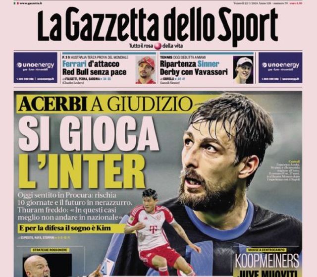 이탈리아 매체 라 가제타 델로 스포르트에 따르면 인터밀란은 최근 인종차별 발언 논란으로 최소 10경기 출장 정지 징계를 받을 위험이 있는 36세 베테랑 센터백 프란체스코 아체르비 대체자로 여름에 김민재를 노리고 있다. 지난 시즌 나폴리와 이탈리아 세리에A에서 활약했던 김민재는 최근 바이에른 뮌헨 주전 경쟁에서 밀리며 벤치를 지키는 횟수가 늘어나기 시작했다. 라 가제타 델로 스포르트