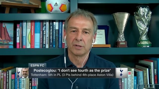 위르겐 클린스만은 최근 ESPN 패널로 출연해 토트넘 홋스퍼의 4위권 경쟁 그리고 바이에른 뮌헨과 아스널 간의 UEFA 챔피언스리그 8강 맞대결에 대해 논평했다. 지난 2023년 2월부터 대한민국 축구대표팀을 이끌었던 클린스만은 지난 2월 부임한지 1년 만에 경질됐다. 대표팀 재임 기간 중에 방송 패널에 출연하며 논란을 일으켰던 클린스만은 경질된 후 약 한 달 만에 ESPN 패널로 출연하며 근황을 알렸다. ESPN 유튜브