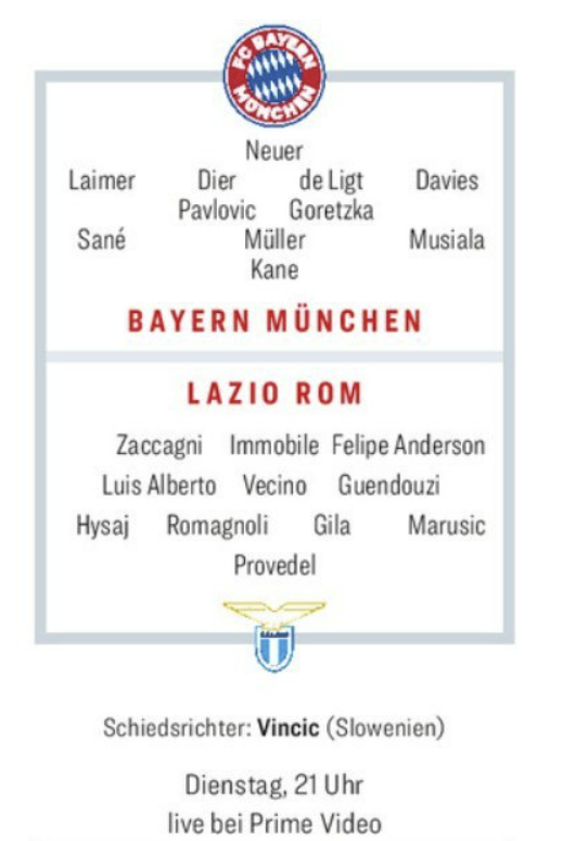 독일 유력지 빌트가 오는 6일 오후 5시에 열리는 유럽축구연맹 챔피언스리그 바이에른 뮌핸-라치오 로마 16강 2차전 예고 기사를 내면서 김민재의 선발 제외를 확신했다. 매체는 특히 김민재는 패했고 그의 자리는 없다며 순식간에 내려가는 그의 입지를 상당히 비판했다. 라치오전엔 에릭 다이어와 마테이스 더리흐트가 나설 것으로 예측했다. 키커