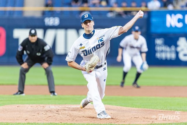 NC 다이노스 선발투수 카일 하트가 정규시즌 경기에 등판해 역투하고 있다. NC 다이노스 제공