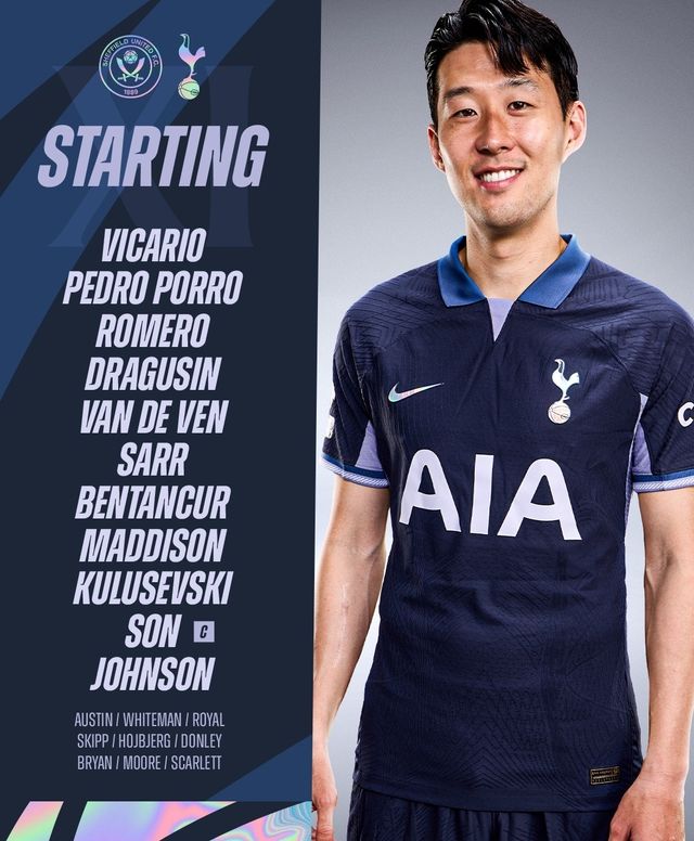 토트넘 홋스퍼 공격수 손흥민이 20일 영국 셰필드 브라말 레인에서 벌어진 2023-2024 잉글리시 프리미어리그 셰필드 유나이티드와의 시즌 최종전 원정 경기에서 1도움을 기록하며 프리미어리그 32년사 6번째로 3개 시즌 10골-10도움을 기록한 선수가 됐다. 토트넘은 3-0 완승을 거두고 다음 시즌 UEFA 유로파리그에 나서게 됐다. 토트넘 홋스퍼