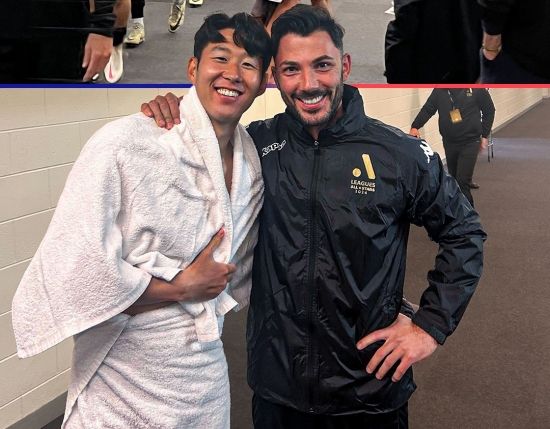 손흥민이 21일(한국시간) 호주 멜버른에 있는 멜버른 크리켓 스타디움에서 진행된 토트넘 홋스퍼의 오픈 트레이닝 행사를 앞두고 전 소속팀 함부르크 동료 톨가이 아슬란(33)과 재회했다.&nbsp; 토트넘은 오는 22일 오후 6시 45분 이곳에서 뉴캐슬 유나이티드와 시즌 종료 후 친선 경기를 갖는다.&nbsp;손흥민은 이날 오픈 트레이닝 이후 함부르크 시절 절친 아슬란과 포옹했다. 호주 A리그