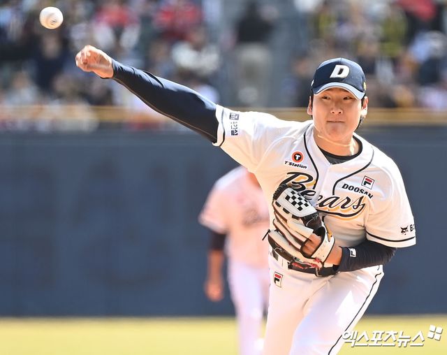 두산 베어스 토종 에이스 곽빈. KBO가 6월 11일 발표한 2024 시즌 5월 월간 MVP 수상의 주인공이 됐다. 사진 엑스포츠뉴스 DB