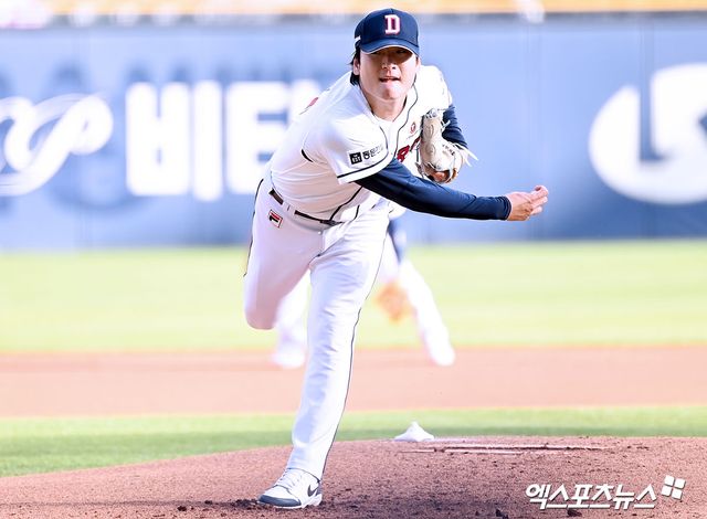 두산 베어스 토종 에이스 곽빈. KBO가 6월 11일 발표한 2024 시즌 5월 월간 MVP 수상의 주인공이 됐다. 사진 엑스포츠뉴스 DB